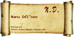 Nanu Dénes névjegykártya